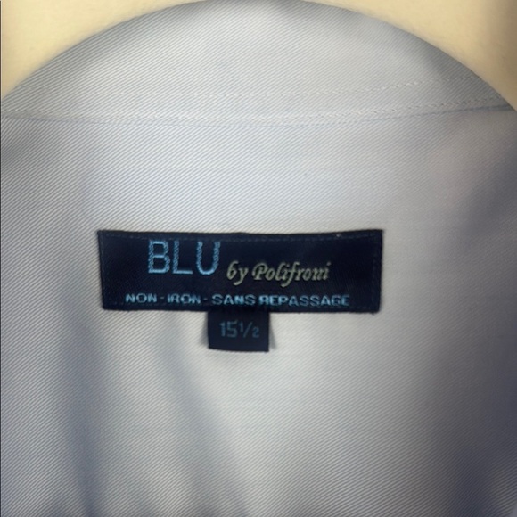 Blu by Polifroni Light Blue Classic Dress Shirt Button-Down Style Size 15.5 - Picture 3 of 9